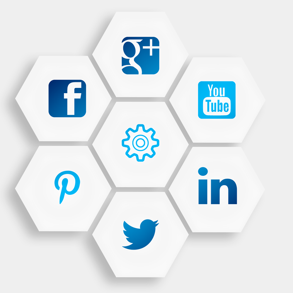 Een overzicht van allerlei verschillende social media logo's die gebruikt kunnen worden in de zorg.