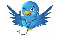 Het blauwe Twitter vogeltje met een stethoscoop dat een verband legt tussen Social Media en de zorg