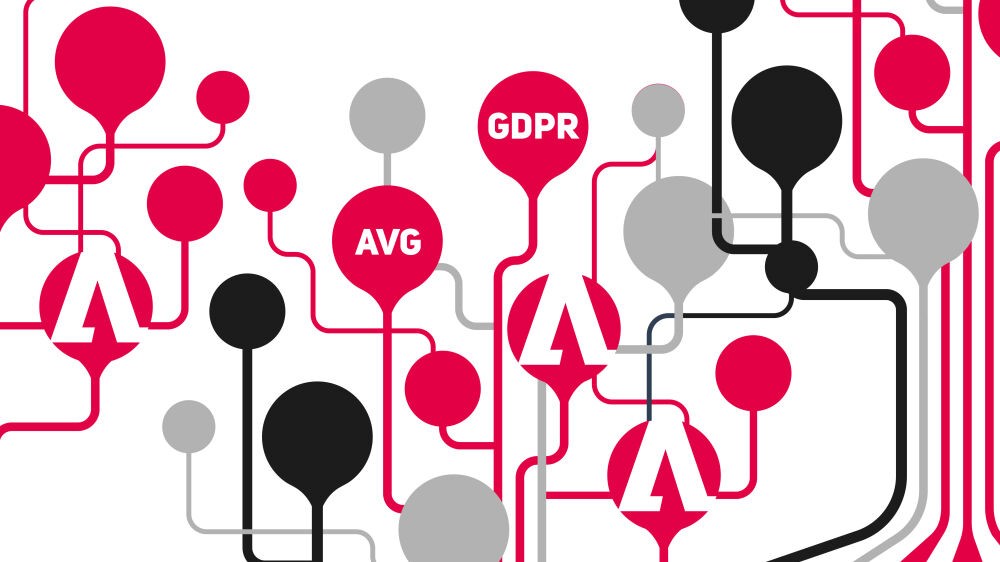 Een illustratie met de tekst GDPR, AVG, en de Advisie logo's